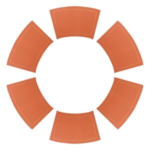 6 Set Wedge Faux Leather Heat Resistant Round Table Mats 20x12 inch Orange